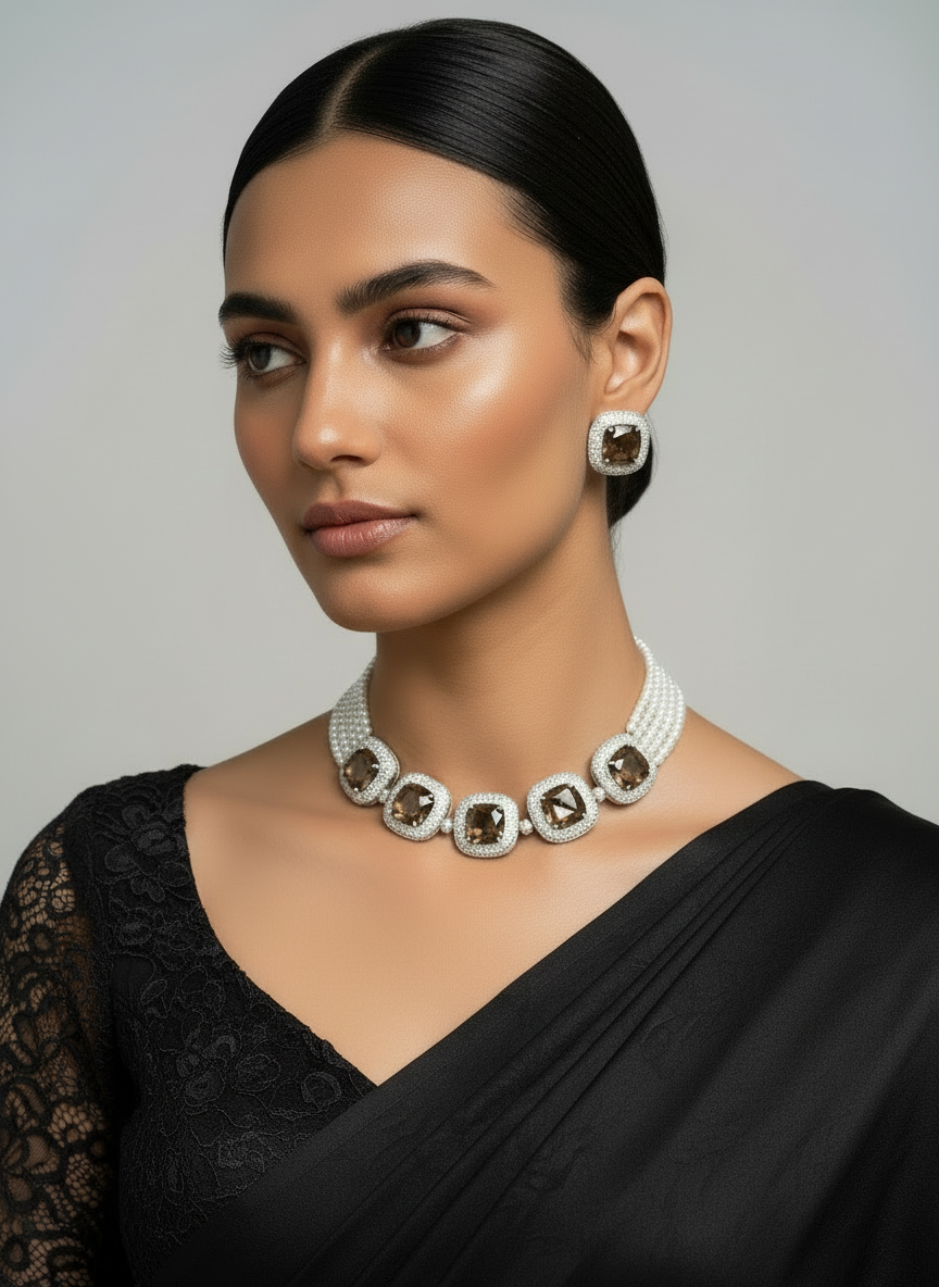 Diamond Pearl Choker Cocktail Set