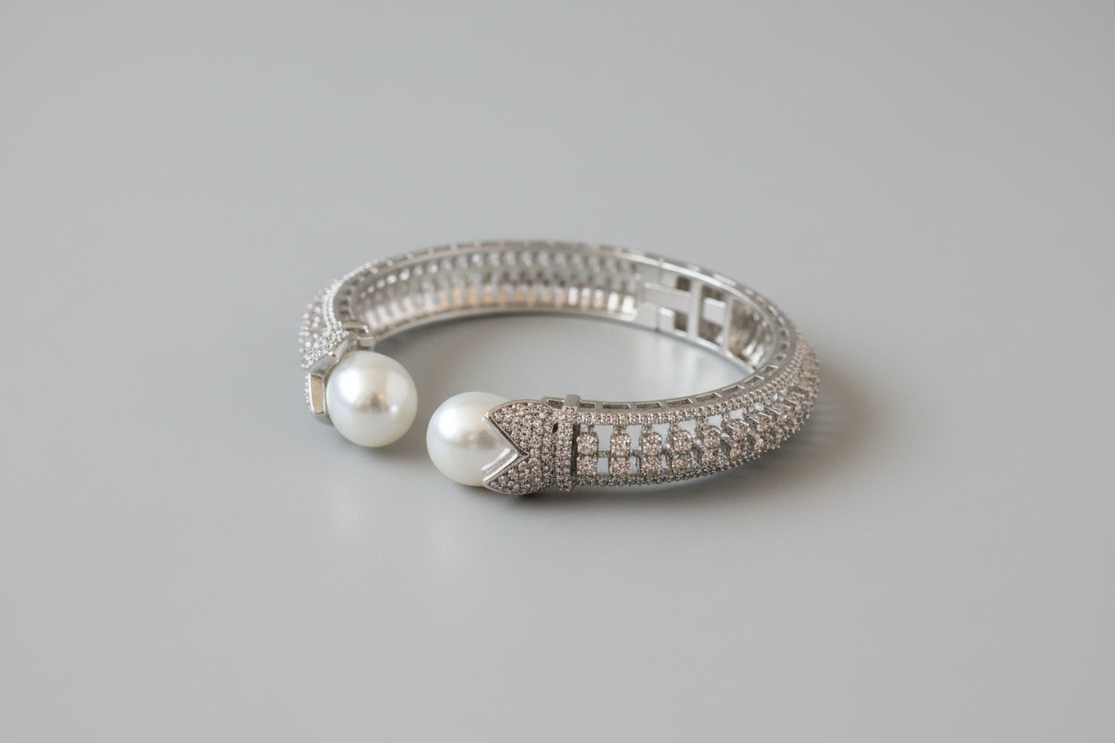 Aura Pearl Silver Bracelet