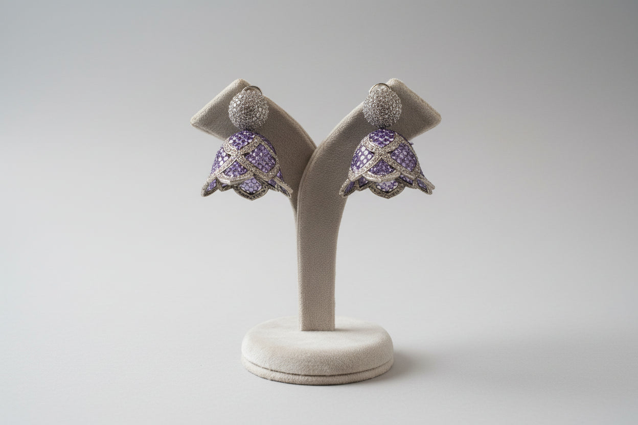 Violet luxe diamond bell earrings