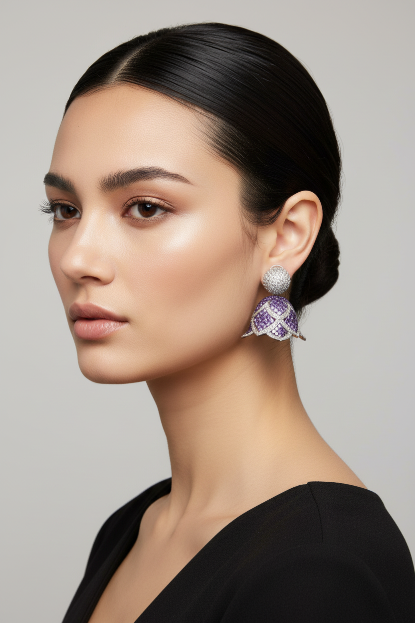 Violet luxe diamond bell earrings