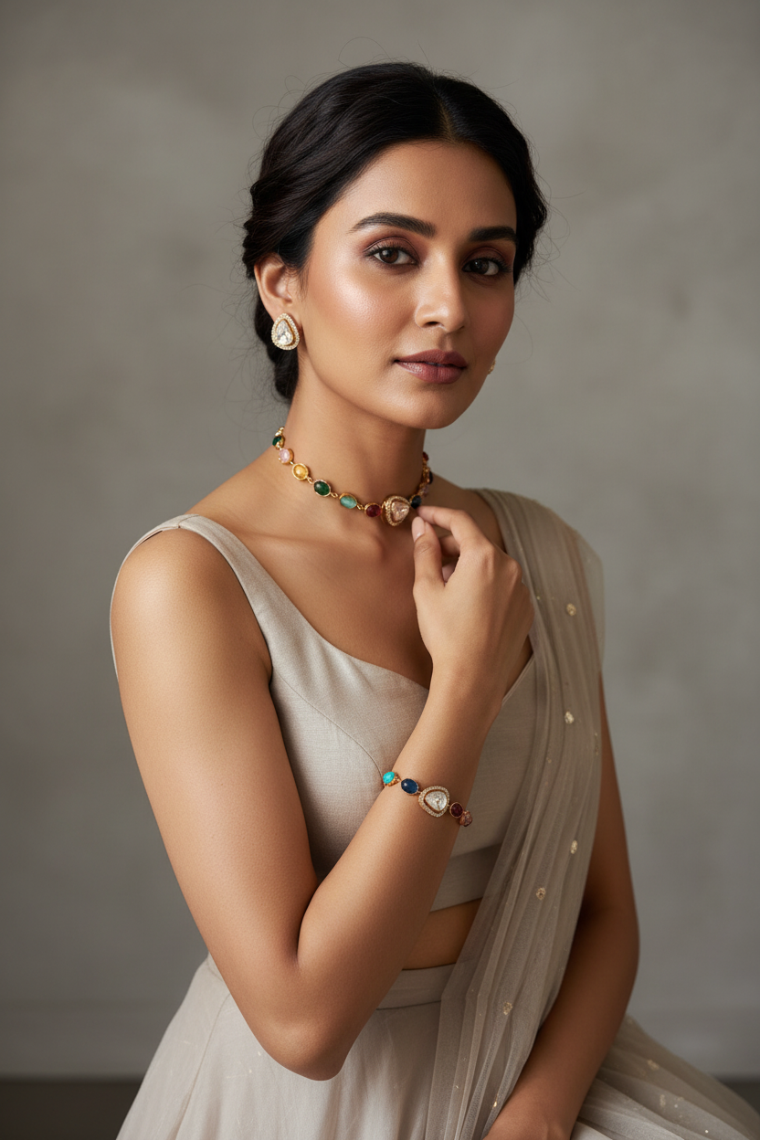 Rang Polki Bracelet & Choker Set