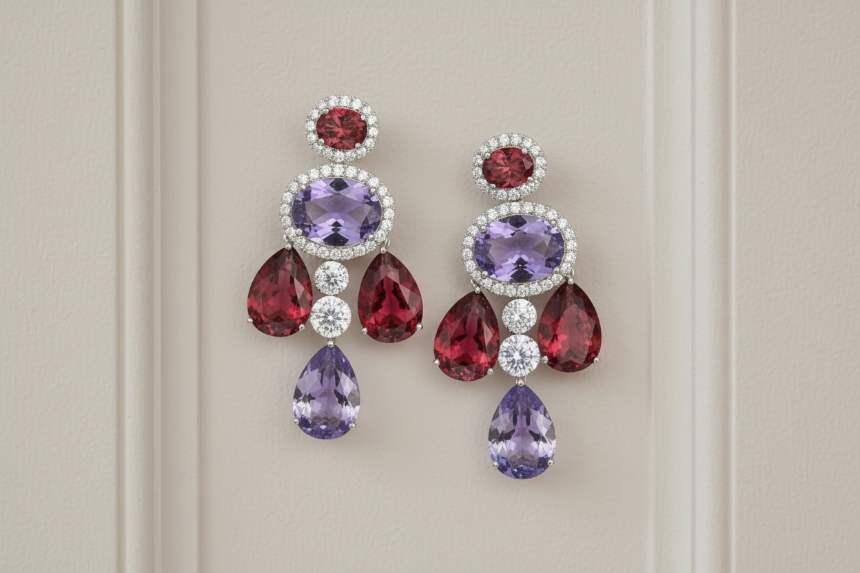 Pink & Lilac crystal earrings