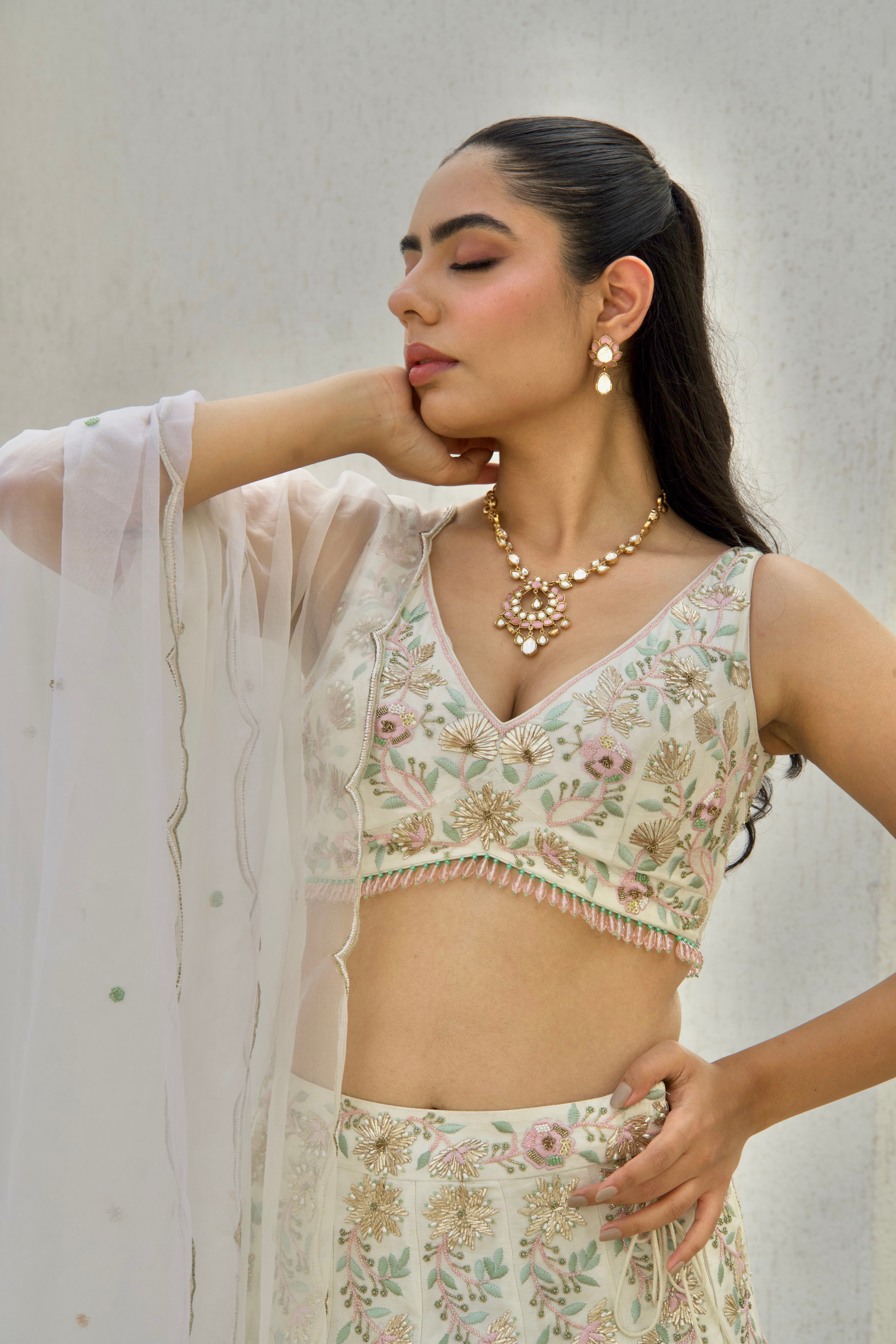 Pink Semi Precious Polki Set