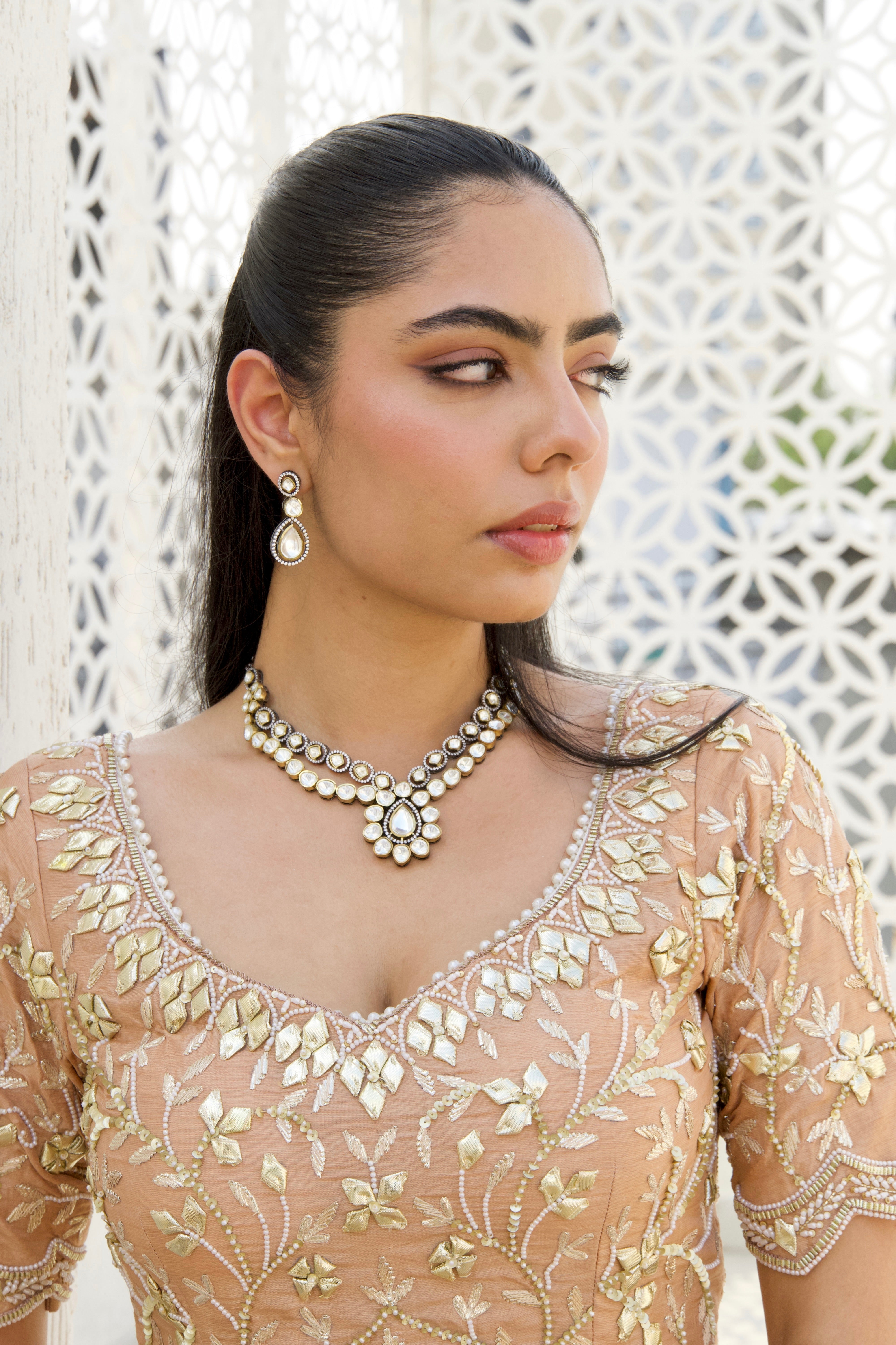 Victorian Polki Neckpiece & Earrings