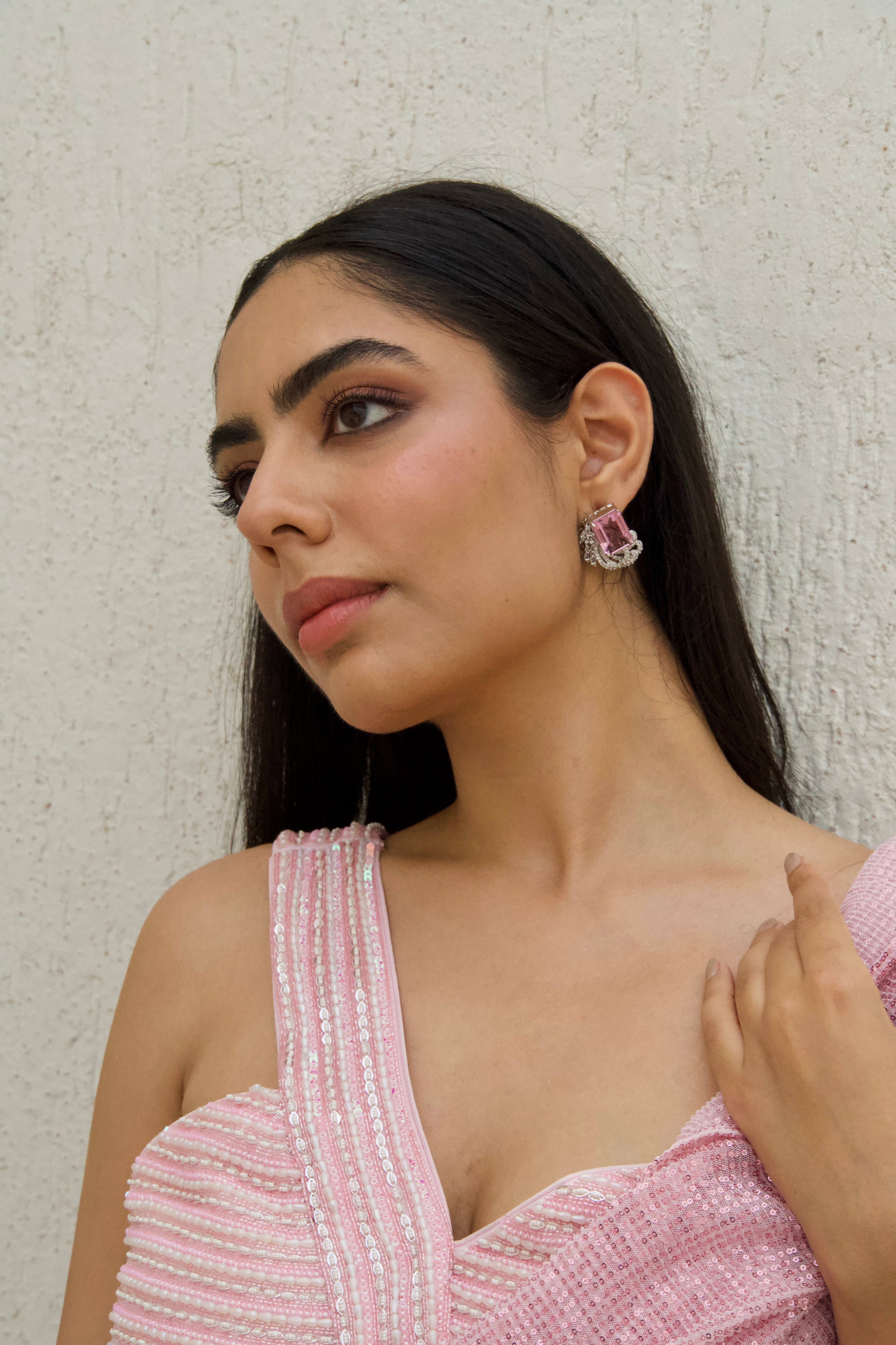 Pink Crystal Diamond studs