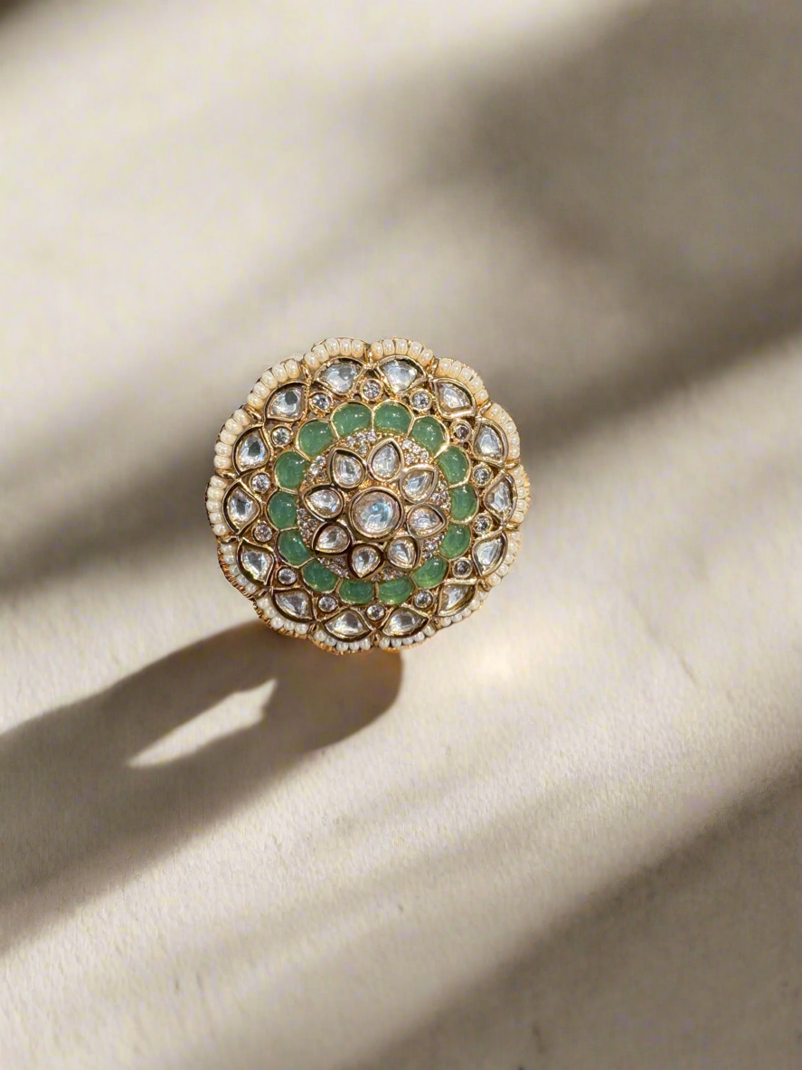 Polki gold plated ring