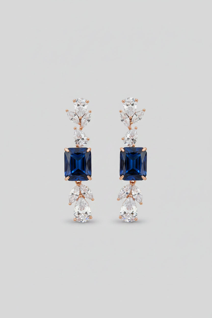 Sapphire Blue Diamond Danglers