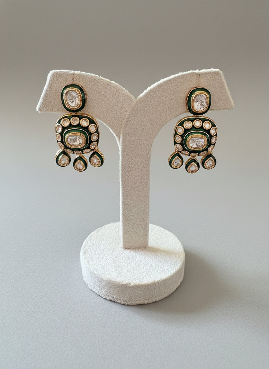 Emerald polki earrings