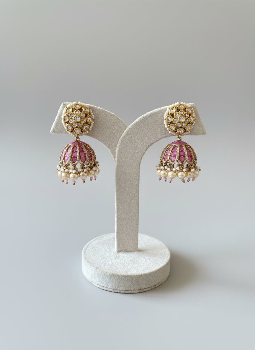 Pink Reeva Jhumkas