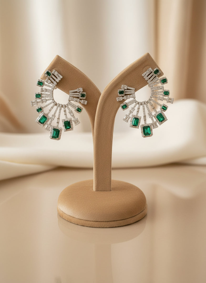 Emerald Diamond Cocktail Earrings