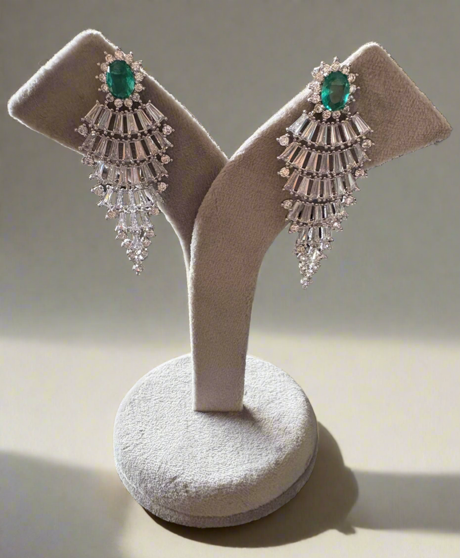 Emerald diamond glaze earrings