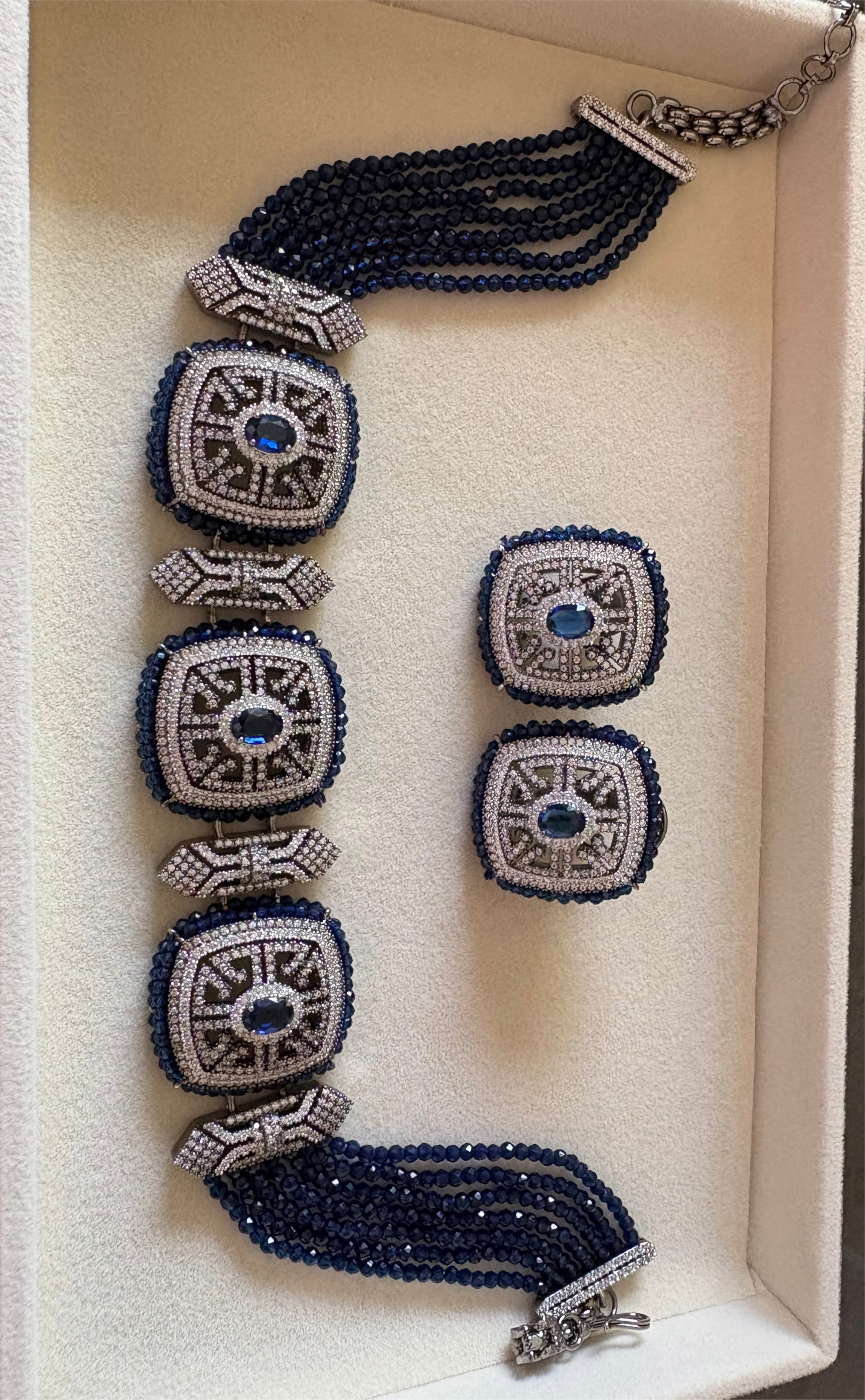 Sapphire blue diamond choker set