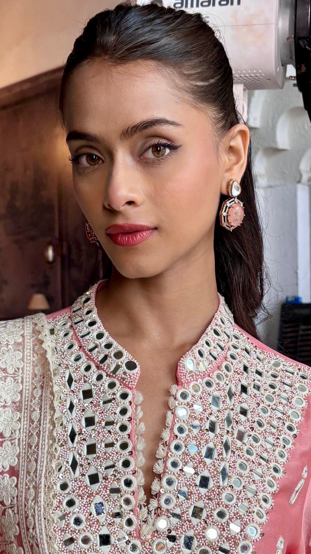Pink Polki earrings