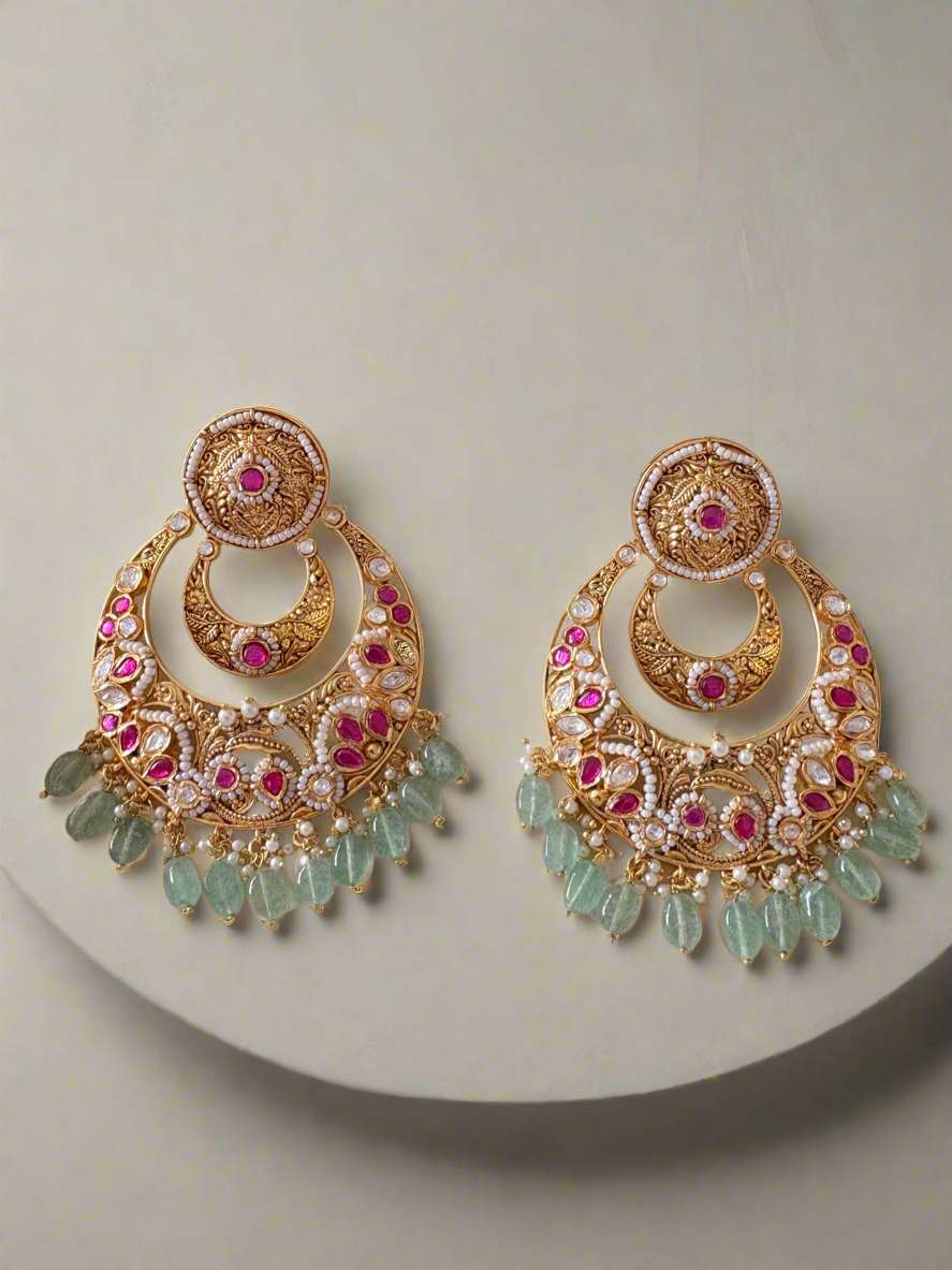 Pink & mint green Chaandbalis