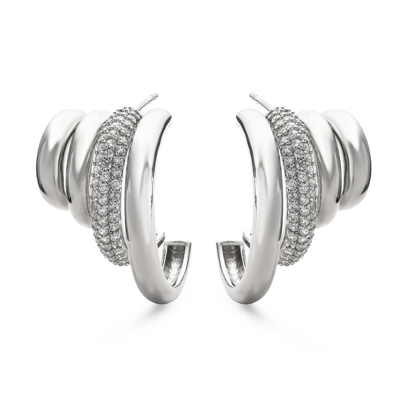 Silver C Shape Multilayer Studs