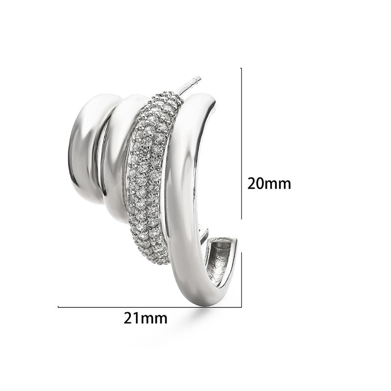 Silver C Shape Multilayer Studs