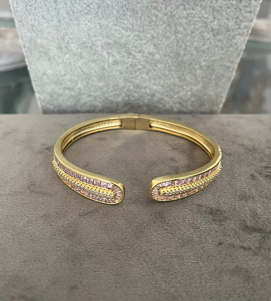 Gold plated pink diamond clasp bracelet