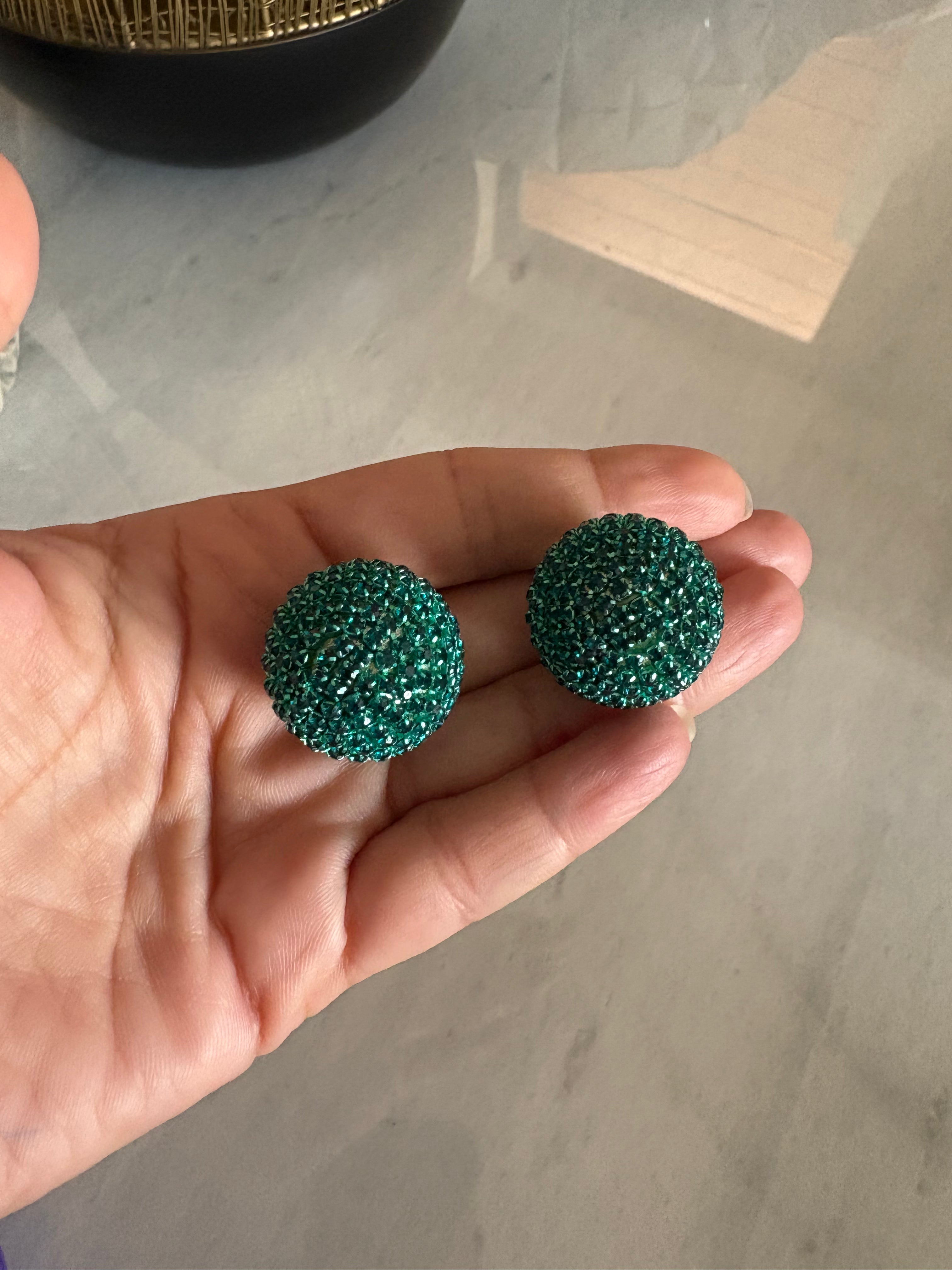 Green crystal statement studs