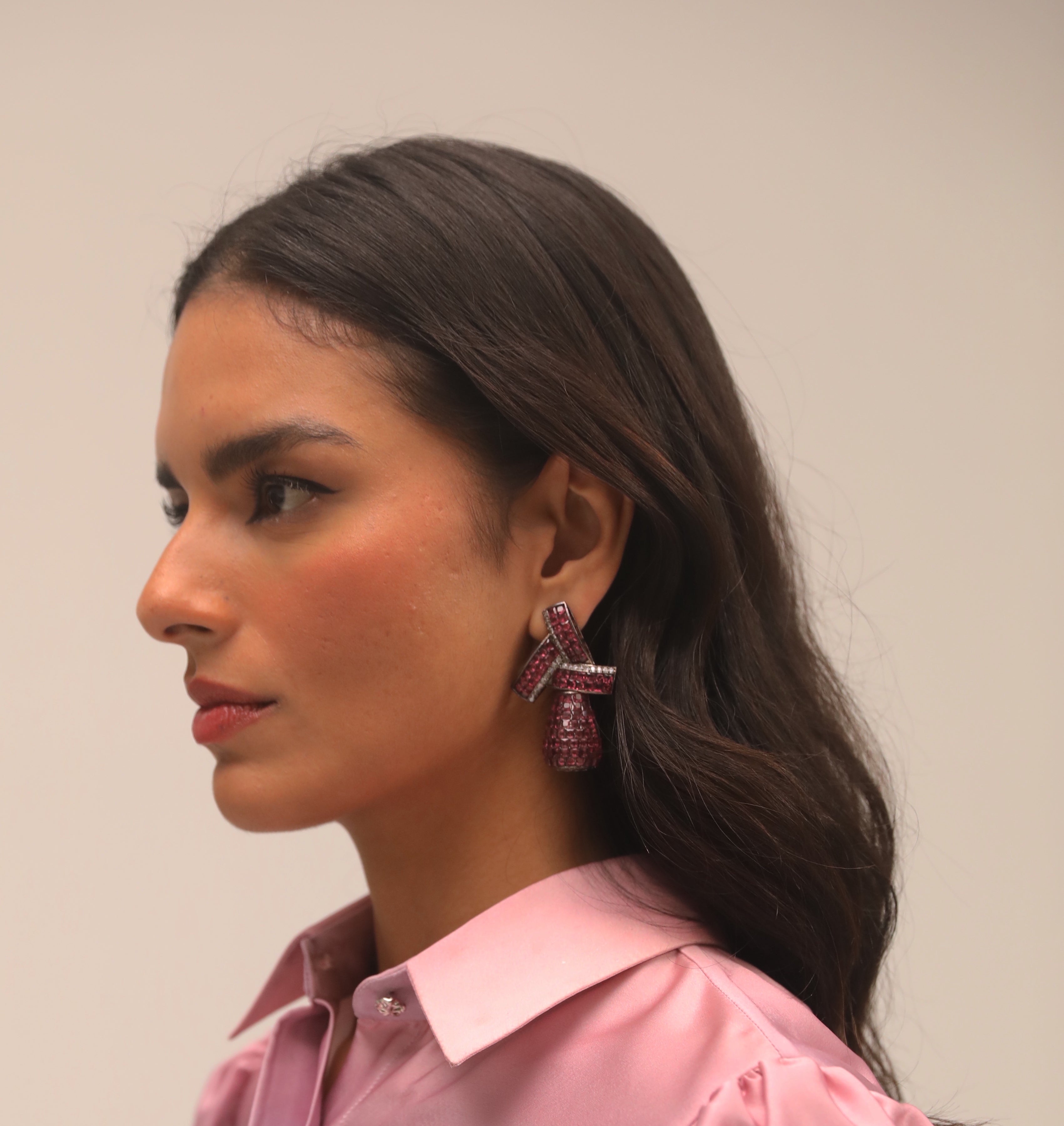 Ruby contemporary diamond detailed danglers