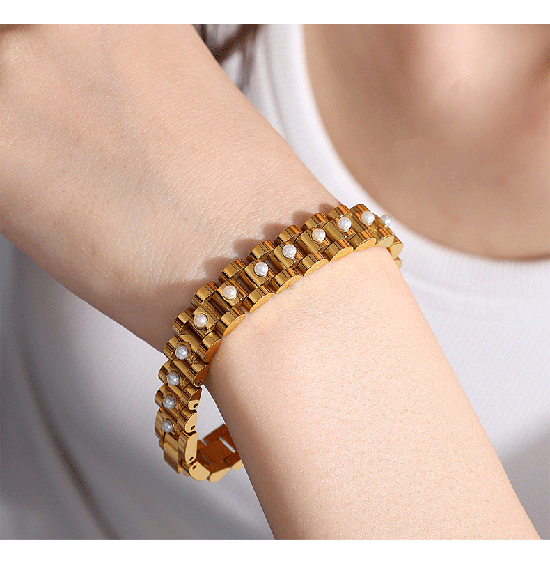 Gold plated white tone bracelet