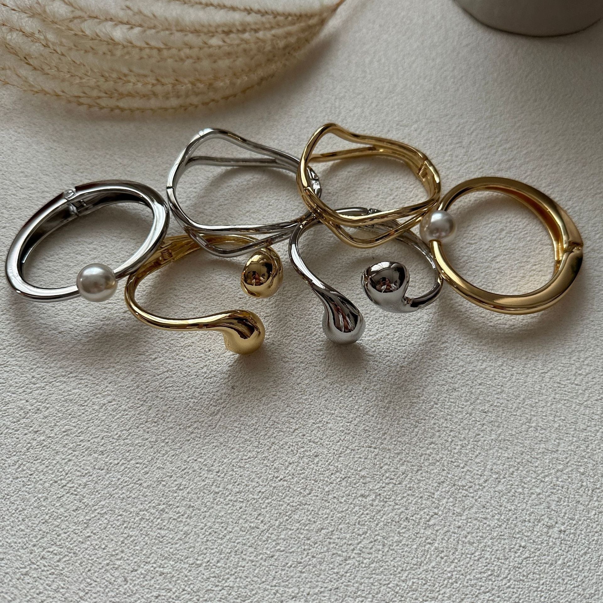 Silver pearl statement bracelet