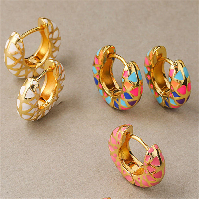 Multicoloured gold plated hoops
