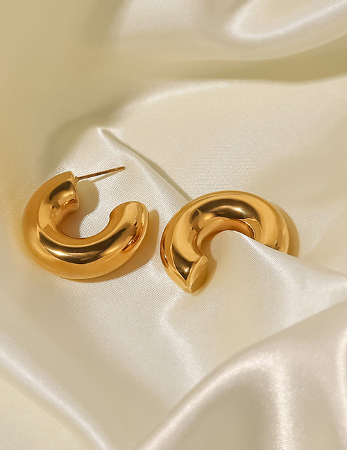 Gold C Shaped Earrings