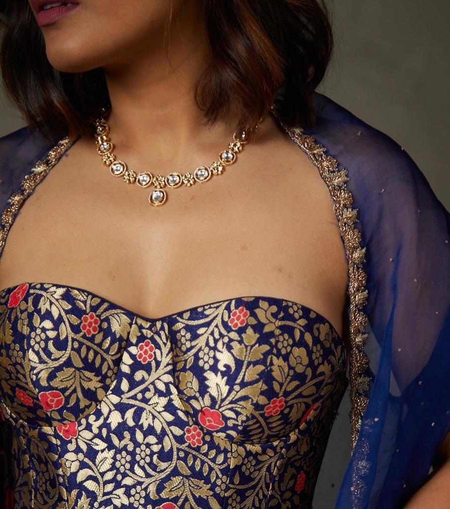 Roseyln gold plated polki earrings and necklace