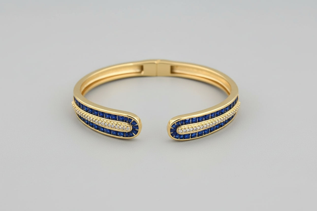 Gold Plated Sapphire Diamond Clasp Bracelet