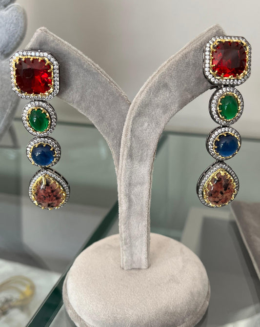 Semi precious coloured stone earrings