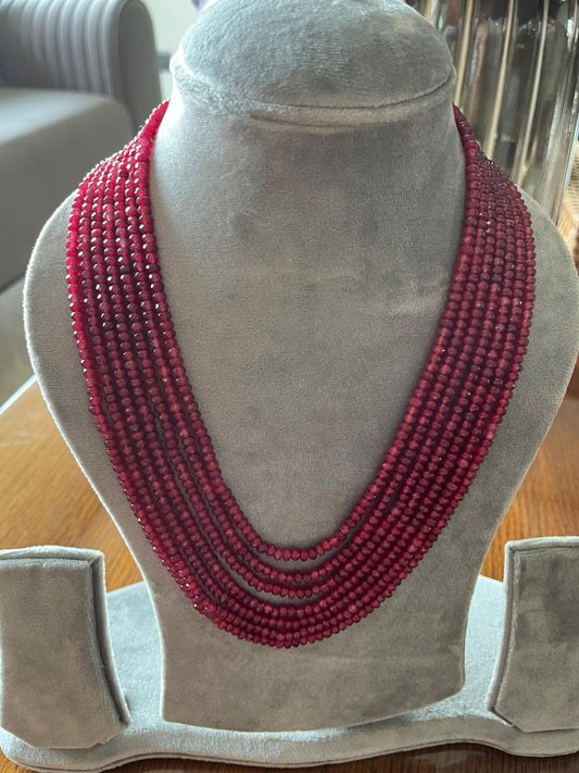 Ruby Semi Precious Seven string necklace