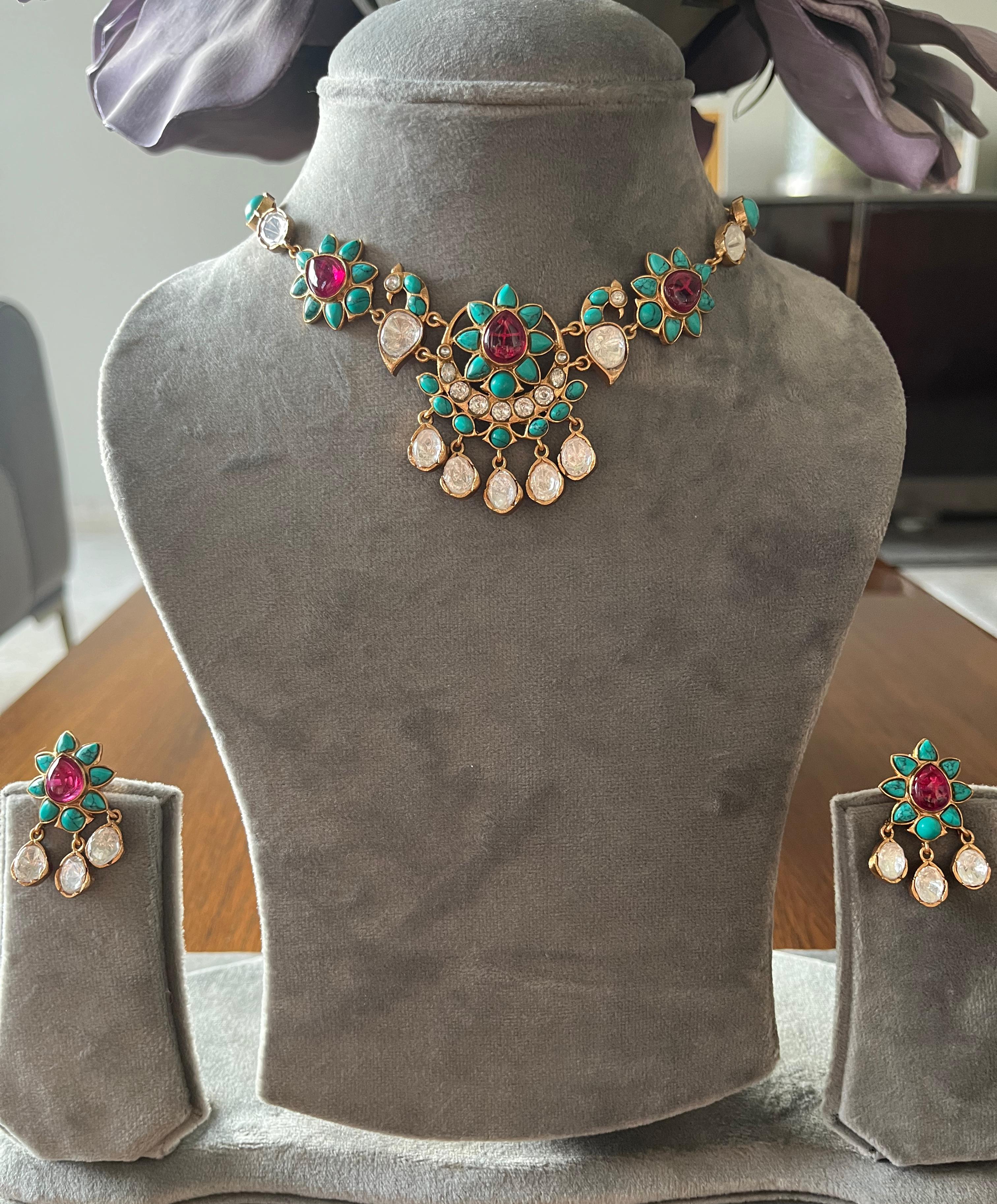 Aqua Ruby Statement Choker Set