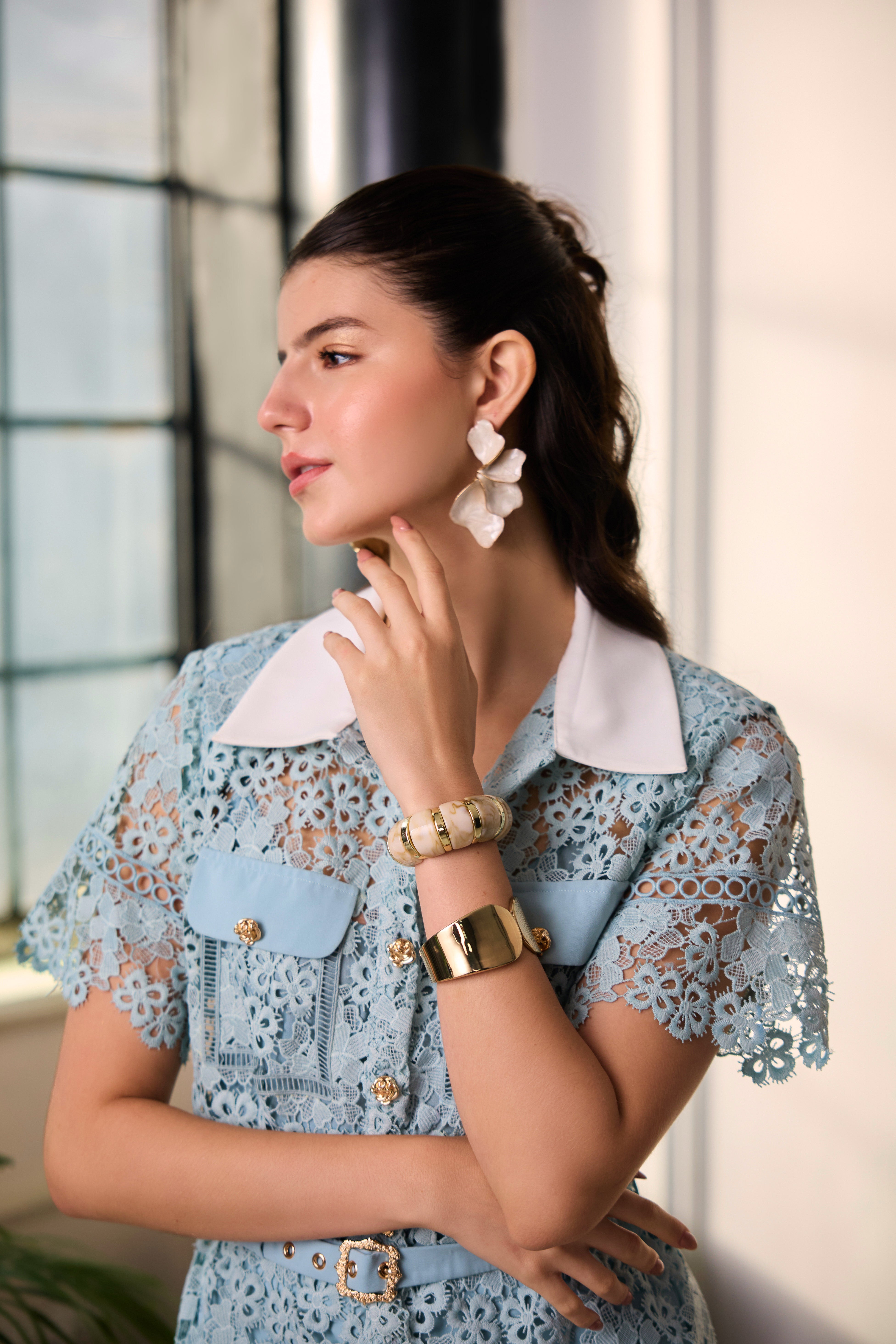 Dreamy white petal statement earrings