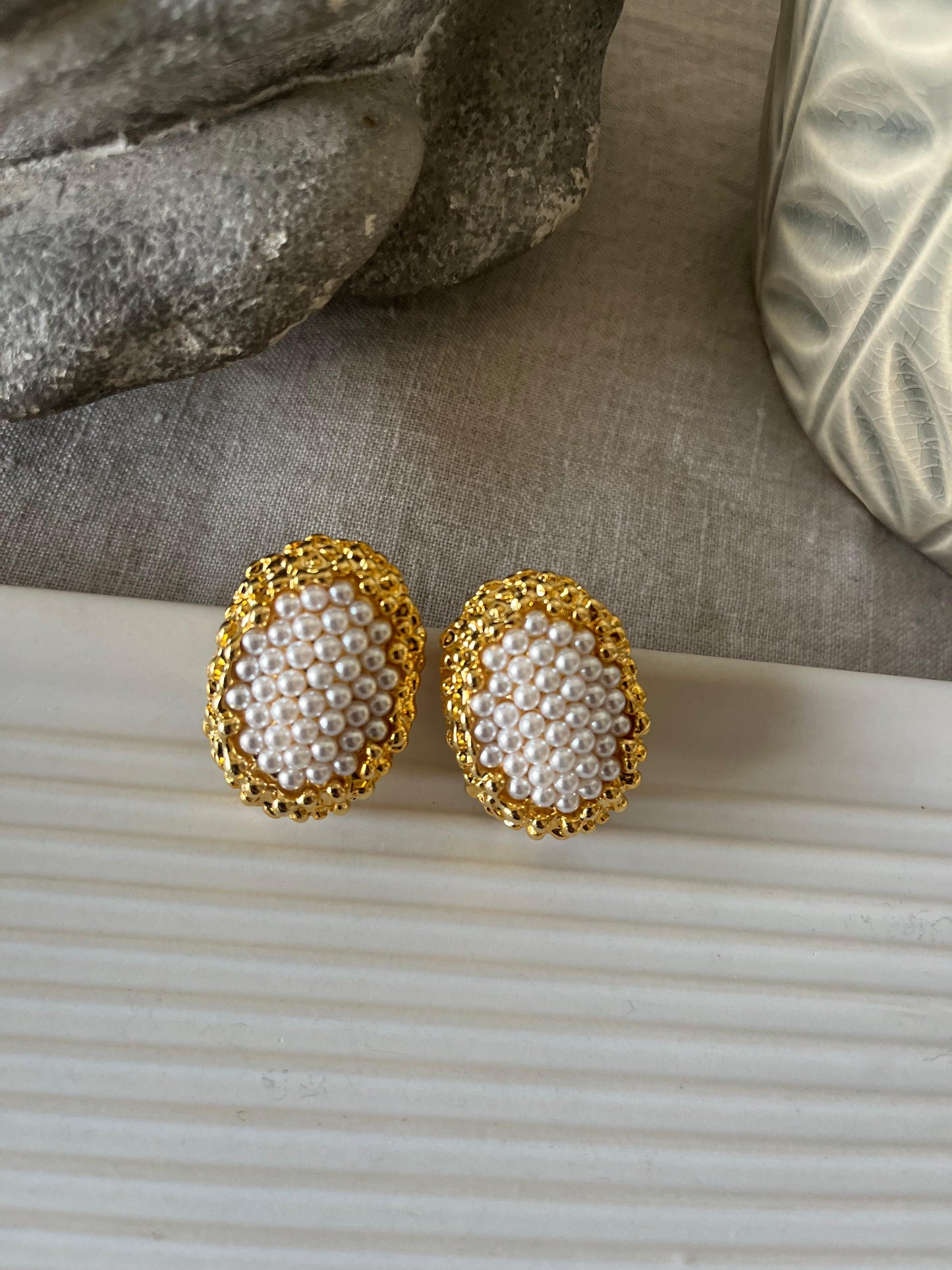 Gold Pearl Luxury Studs