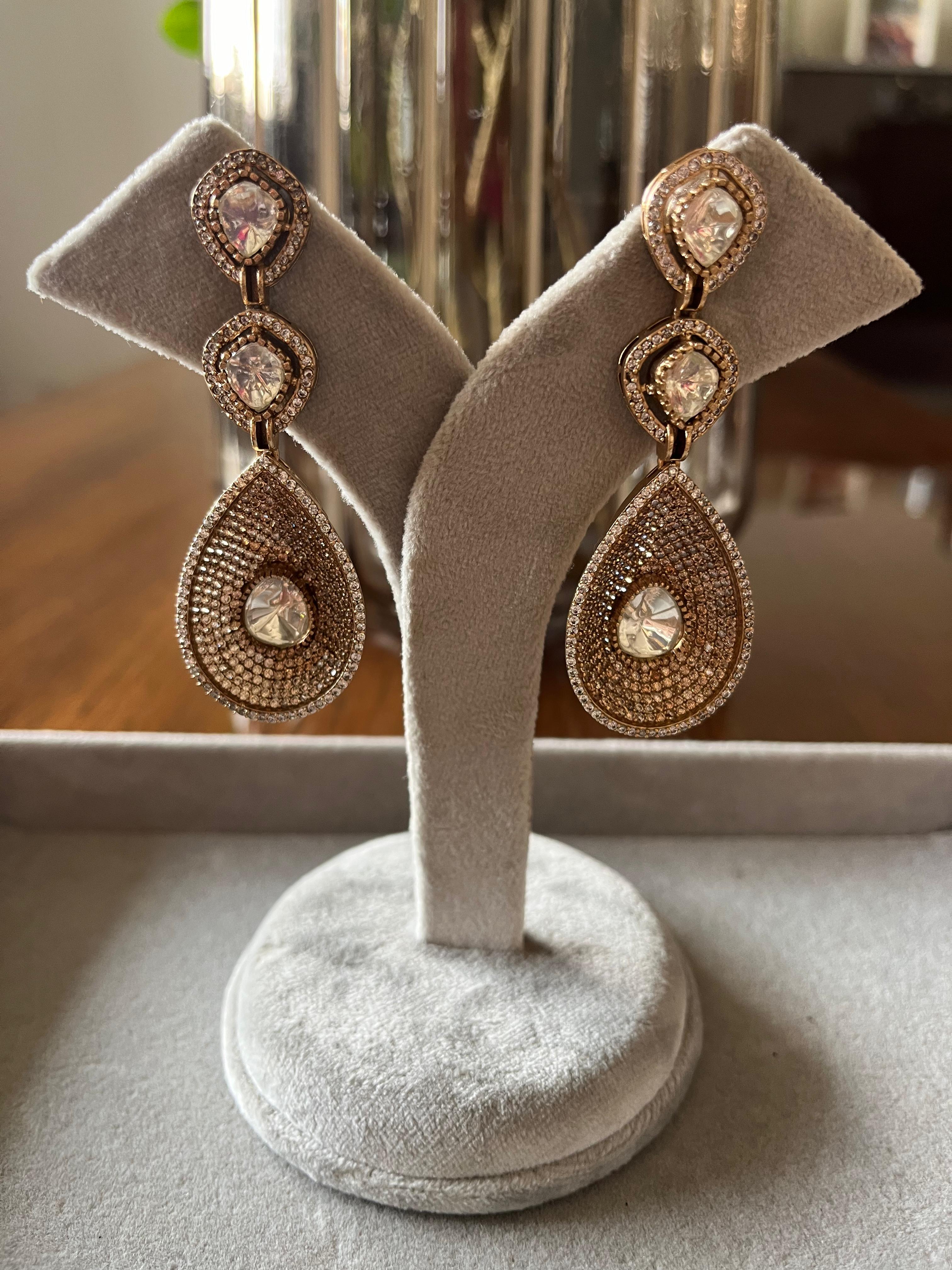 Riva gold plated polki earrings