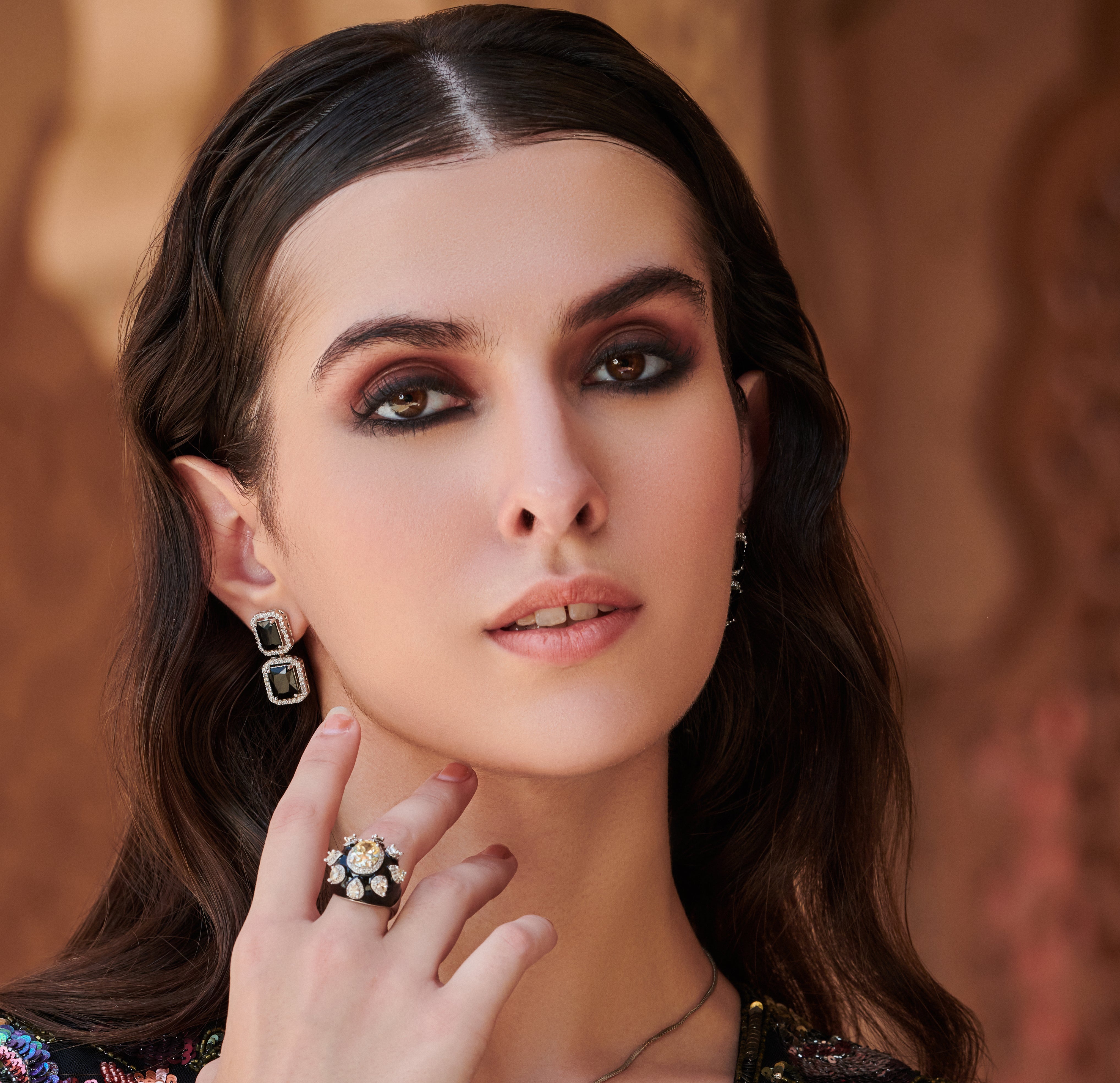Black Crystal drop earrings