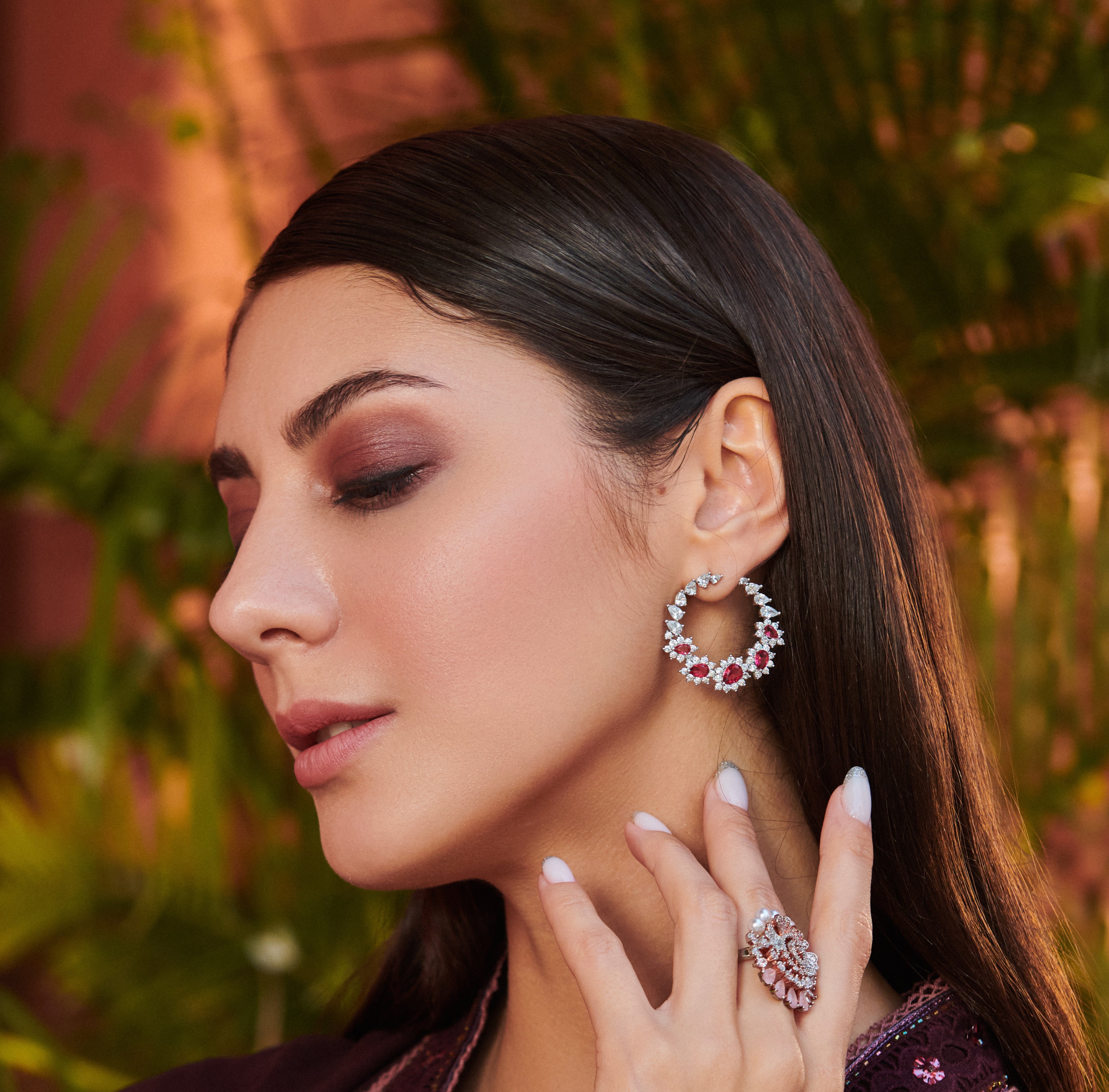 Ruby Diamond circular Earrings