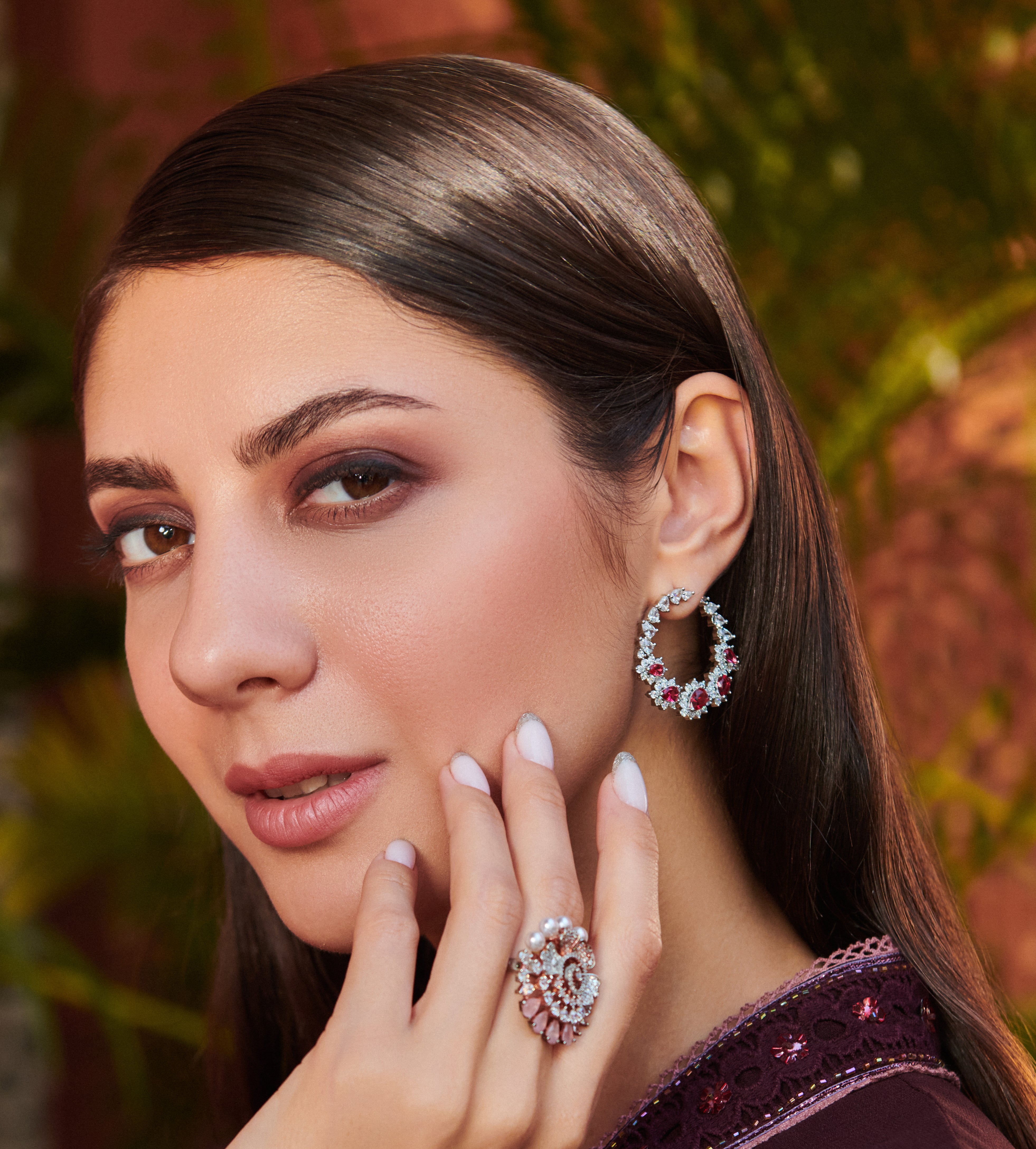 Ruby Diamond circular Earrings