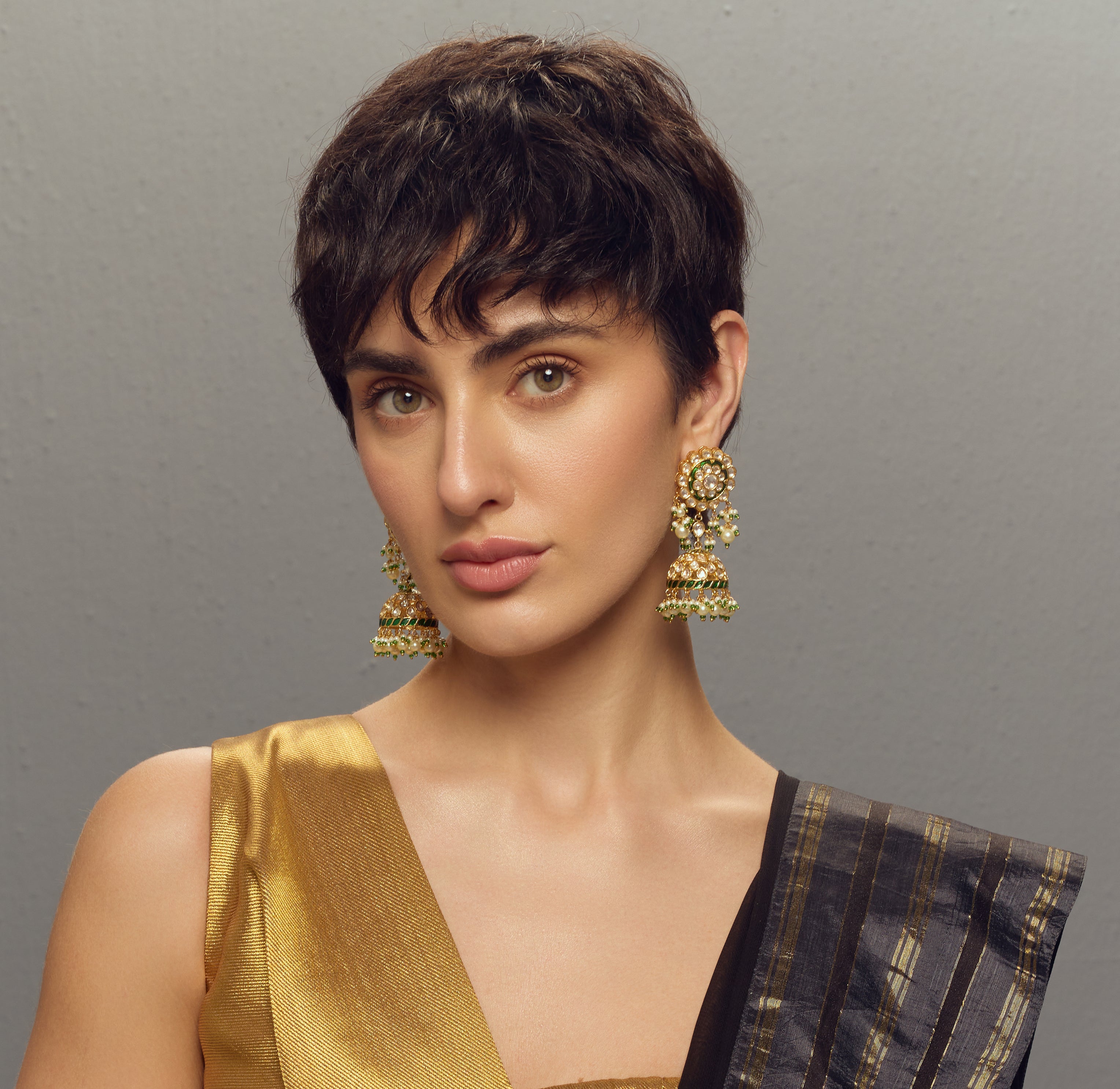 Ami Gold Plated Kundan Jhumkas